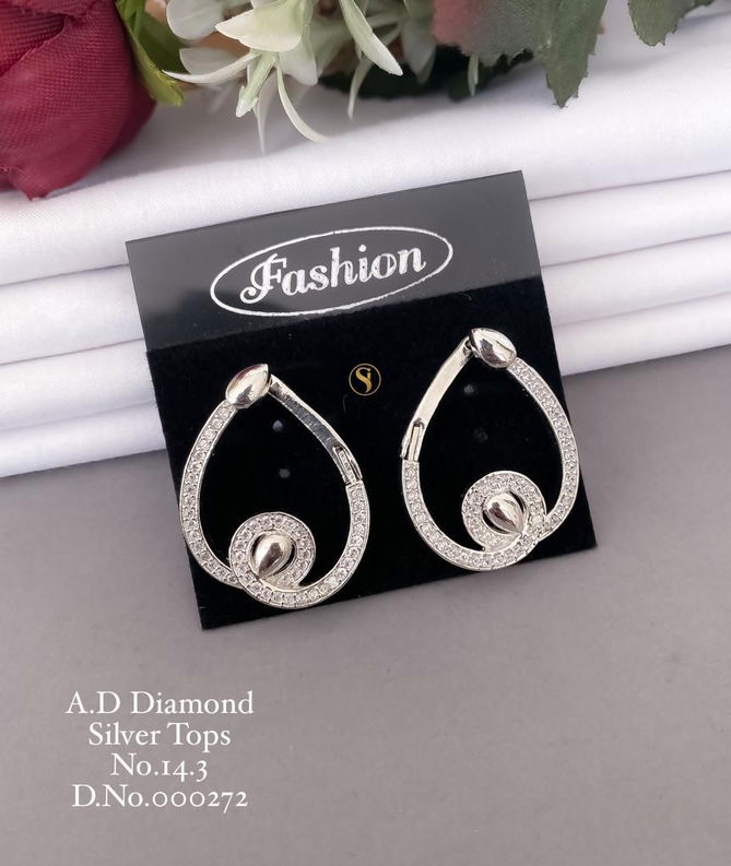 AD Diamond Rose Gold And Silver Fancy Earrings 2 Wholesalers In Delhi
